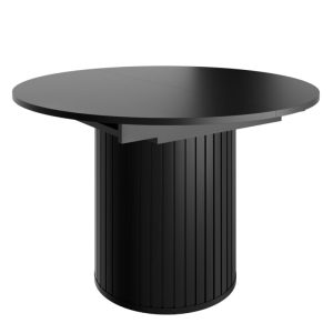 Stół rozkładany Foldo 120-160 cm, lamele, okrągły, czarny