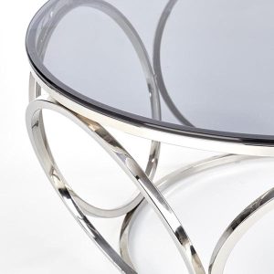 Stolik kawowy okrągły dymiony / srebrny mat / połysk 80 cm Venus