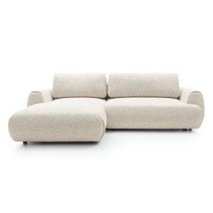 Narożnik rozkładany Pocket z pojemnikiem, jasnobeżowy melanż, lewy