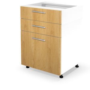 Szafka dolna z szufladami biała / dąb miodowy mat 60 cm Vento