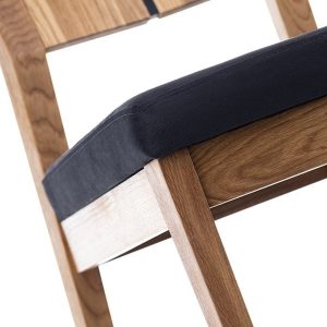 Krzesło do jadalni drewniane tapicerowane dąb / czarne Snug