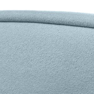 Łóżko tapicerowane 160x200 cm Lusso, ze stelażem i pojemnikiem, niebieskie, boucle, zaokrąglone