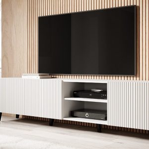 Szafka RTV biała mat 200 cm Malia