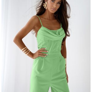 Elegancki kombinezon na ramiączkach HYACIN - szałwiowy