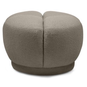 Puf tapicerowany Solla, brązowoszary, boucle, obłe kształty