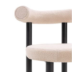 Krzesło do jadalni Pedro beżowe/czarne nogi, boucle