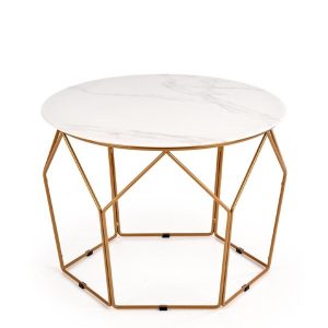 Stolik kawowy okrągły biały marmur / złoty mat 60 cm Madison