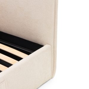 Łóżko tapicerowane Willow 180x200 ze stelażem, jasnobeżowe