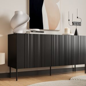 Komoda z drzwiami czarna mat 150 cm Milo