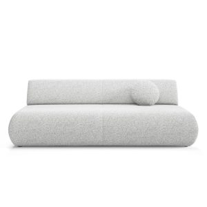 Sofa z funkcją spania i pojemnikiem Puente, jasnoszary melanż, obłe kształty
