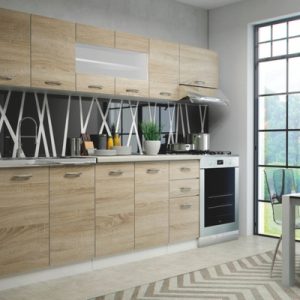 Zestaw mebli kuchennych dąb sonoma / szary 260 cm Perła