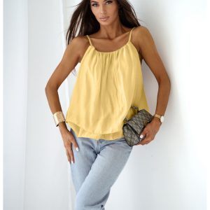 Bluzka z lyocellu na ramiączkach ROSILLA - cytrynowa