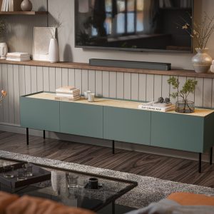 Szafka RTV oliwkowa / dąb mat 200 cm Olmo