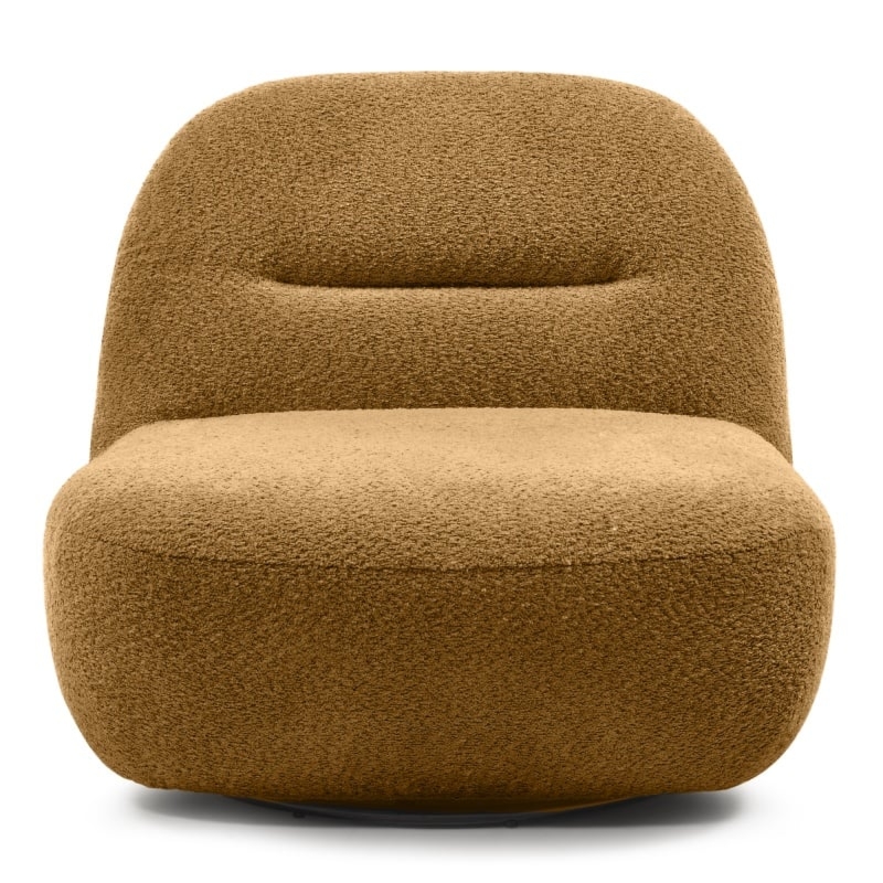 Fotel obrotowy Bonita musztardowy, boucle