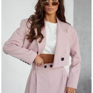 Krótka marynarka oversize CASEY - brudny róż