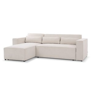 Narożnik rozkładany Castel z pojemnikiem, lewostronny, jasnobeżowy