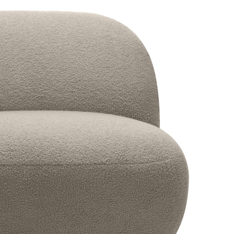 Fotel Mikado, brązowoszary, boucle, obłe kształty