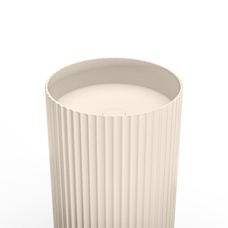 Umywalka wolnostojąca Ciriola, kompozytowa, 45x90 cm, beżowoszara, taupe, ryflowana