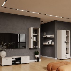 Szafka RTV kaszmir / czarna mat 140 cm Simple