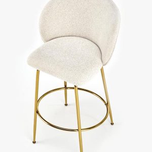 Hoker z oparciem tapicerowany beżowy / złoty H116